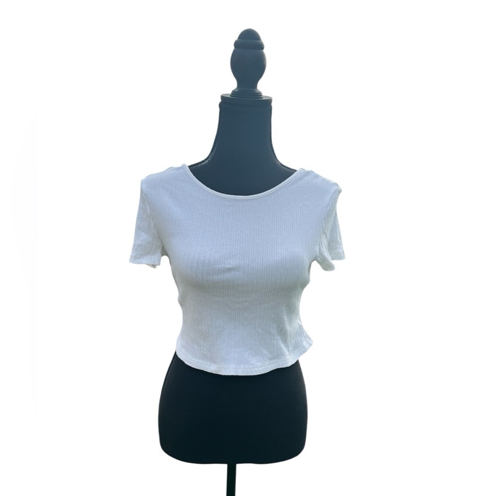 NWOT Women’s crop cotton back white top by Sweaty Rocks size M